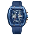 Reloj deportivo tonneau azul para hombre con esfera esqueleto y correa de silicona - Caja Azul Esfera Azul (2841LAN)