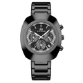 Sleek all-black men's quartz chronograph watch with three sub-dials and date window - All Black Style (2513H)