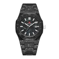 Orologio da donna alla moda con cassa in marmo nero e finestra del calendario - Motivo in Fibra di Carbonio Nero (2891-H)
