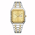 Montre homme carrée bicolore avec cadran texturé doré et bracelet en acier inox - Or Bicolore