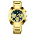 VA VA VOOM gold men's watch with blue dial and multi-function chronograph sub-dials - Gold Case Blue Dial Style (2513LJ)