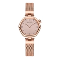 Minimalist rose gold hexagonal women watch with mesh strap and water ripple dial - Rose Gold Pink Dial