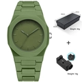 Olive green quartz watch with octagonal bezel and strap adjustment tool in a gift box - 2395LV-Olive Green (Matte Texture)