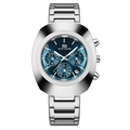 VA VA VOOM silver stainless steel men's watch with deep blue dial and chronograph detail - Silver Case Blue Dial Style (2513Y)