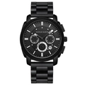 Hannah Martin multi-functional black chronograph watch with stainless steel strap for men - All Black (1453YH)