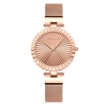 Elegante reloj de mujer en oro rosa con esfera radial y correa de malla - Oro Rosa (1571CC-WFF)