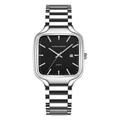 Orologio uomo quadrato in acciaio inox argento con quadrante nero e datario - Quadrante Nero Catena Argento