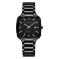 Orologio al quarzo quadrato nero con cinturino in metallo e display calendario luminoso - Quadrante Nero Argento Maglia