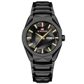Orologio business nero in acciaio inossidabile con cinturino taglio diamante e indici dorati - Nero Freddo (2941H)