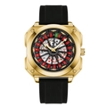 Square gold roulette men's watch with poker dial and black rubber sport strap - Gold Case Black Strap (2971J)