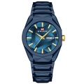 Orologio uomo al quarzo blu con cinturino geometrico sfaccettato e doppio calendario - Blu Profondo (2941LAN)