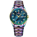 Orologio da uomo in acciaio inossidabile arcobaleno con quadrante blu e data doppia - Colore Magico (2941QC)