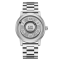 Minimalist magnetic ball watch with silver stainless steel band and roman numerals - Silver