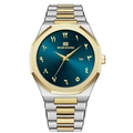 Orologio uomo bicolore con lunetta ottagonale, quadrante blu e numeri arabo-indici - Stile Quadrante Blu Bicolore Premium (2932LAN-SAN)