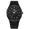 Orologio da uomo in acciaio nero con numeri arabo-indici e finestra della data - Stile Quadrante Nero Argentato (2932YH)