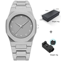 Grey quartz watch with Arabic numerals, black gift box and resizing tool included - 2395HUI-Full Gray (Arabic Numerals Dial)