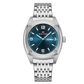Reloj de cuarzo para hombre con correa de acero inoxidable plateada y esfera azul oscuro - Caja Plateada Esfera Azul (2921LAN-Y)