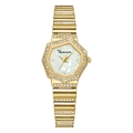 Elegante orologio dorato quadrato da donna con lunetta in strass e quadrante in madreperla - Stile Oro
