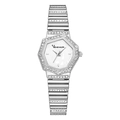 Orologio al quarzo da donna argento con lunetta di cristalli e cinturino a maglie - Stile Argento