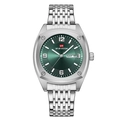 Reloj de negocios VA VA VOOM de acero plateado con esfera verde y doble fecha - Caja Plateada Esfera Verde (2921LV-Y)