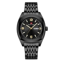 Business quartz watch for men in black stainless steel with dual date calendar display - Black Gold Case Black Dial (2921JH)