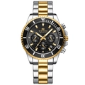 VA VA VOOM chronograaf horloge met zilver gouden band en zwarte wijzerplaat - Tweekleurig Goud Zwart