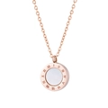 Roségoldene Edelstahlkette mit römischen Ziffern und Einlage aus weißem Perlmutt - Roségold Perlmutt Stil (XYN0002)