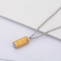 Pendaglio cilindrico rotante buddista in acciaio inossidabile con catena O - Sutra Rotante Oro e Argento (XYN0014)