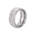 Luxuriöser Edelstahlring mit mehreren Reihen Kristall-Strasssteinen für Paare - US 10 / Silber Vollbesatz Stil (XYR0022)