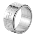 Bague rotative en acier inoxydable argenté avec écritures gravées du Sūtra du Cœur - US 6 / Argent (XYR004)