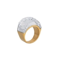 Bague imposante en acier doré 18K sertie d'un grand cristal clair facetté - US 6 / Or-Blanc