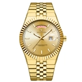 Men's fashion quartz watch in full gold with day-date display and luminous metal band - Gold Gold Face