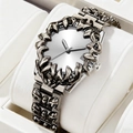 Men's gunmetal gothic claw watch with unique engraved 3D case and date function - Silver