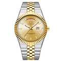 Men's two-tone luxury quartz watch with gold dial, luminous hands and day-date display - Two-tone Gold Dial