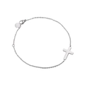 Minimalistisches silbernes Edelstahl Kreuzarmband mit verstellbarer Kette und Karabiner - Polierter Kreuz-Stil (XYN0018)