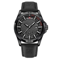 Orologio al quarzo nero da uomo con quadrante grigio e lancette luminose - 2581P-BH-Cinturino in Pelle Nera