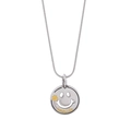 Hip hop silver smiley face pendant necklace with gold clover and Love Life engraving - Smiley Face Clover Round Tag (XYN0041)