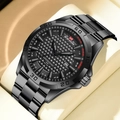 Orologio al quarzo da uomo total black con quadrante a rilievo e cinturino in metallo - 2581G-HH-Cinturino in Acciaio Total Black
