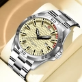 Orologio in acciaio argento con quadrante oro pallido e bracciale a maglie uomo - 2581G-KY-Cinturino Argento Quadrante Champagne