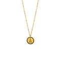 Collier vintage en acier titane plaqué or 18 carats avec pendentif pièce lettre A - Lettre A