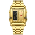 Orologio da uomo quadrato color oro con quadrante digitale e cinturino in metallo - Stile Tutto Oro (2561JJ)