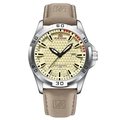 Orologio al quarzo da uomo con quadrante beige strutturato e cinturino grigio - 2581P-YK-Gray Leather Strap Champagne Dial