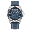 Orologio VA VA VOOM da uomo con quadrante blu testurizzato e cassa in acciaio - 2581P-YL-Cinturino in Pelle Blu Quadrante Blu