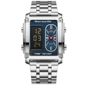 Orologio digitale quadrato argento con quadrante blu a griglia e cinturino in metallo - Stile Argento Quadrante Blu (2561LY)