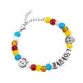 Bracelet tendance en acier titane avec perles de verre colorées, lettres LOVE et smileys - Style de Lettre LOVE (XYB0032)