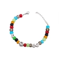 Bracelet en perles de verre colorées avec visages souriants en acier titane - Style de Visage Souriant (XYB0031)