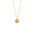 Minimalistische 18K vergoldete Perlenkette mit rundem graviertem Anhänger - Buchstabe I