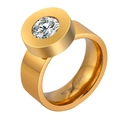 Bague géométrique minimaliste plaquée or 18 carats sertie d'un oxyde de zirconium - US 7 / Or (XYR0038-G)