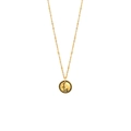 Vintage 18K vergoldete Edelstahlperlenkette mit runden Münzanhänger für Damen und Herren - L