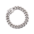 Punk silver cuban curb chain bracelet in polished stainless steel with box clasp - Silver Cuban Link Style (XYB0035)